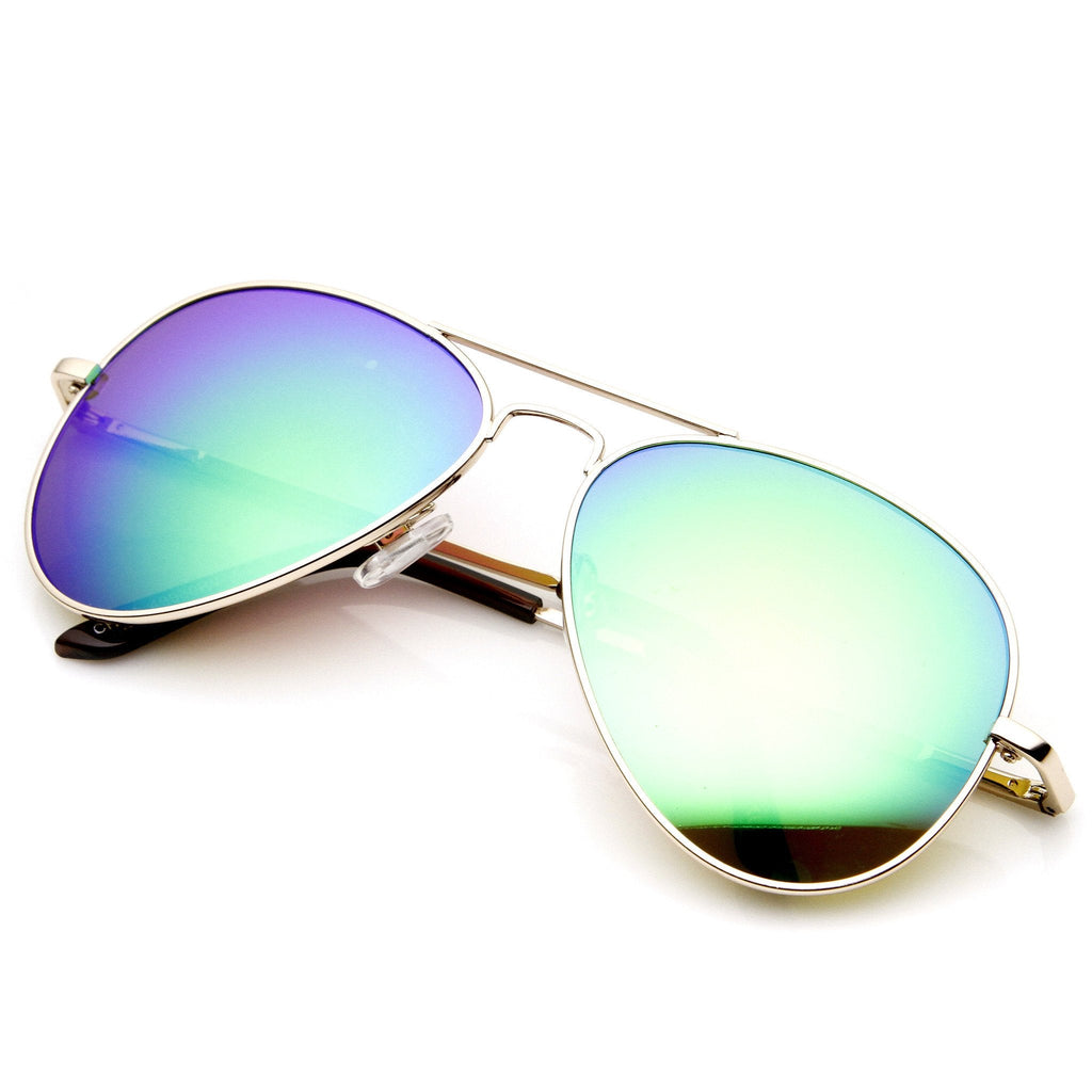 Premium Retro Flash Color Mirrored Lens Aviator Sunglasses