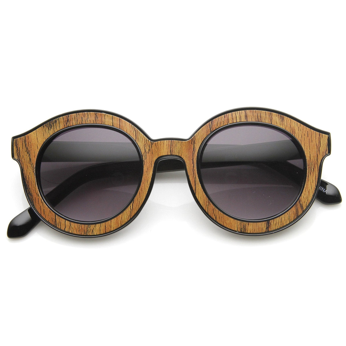 Indie Block Cut Pattern Round Women's Sunglasses