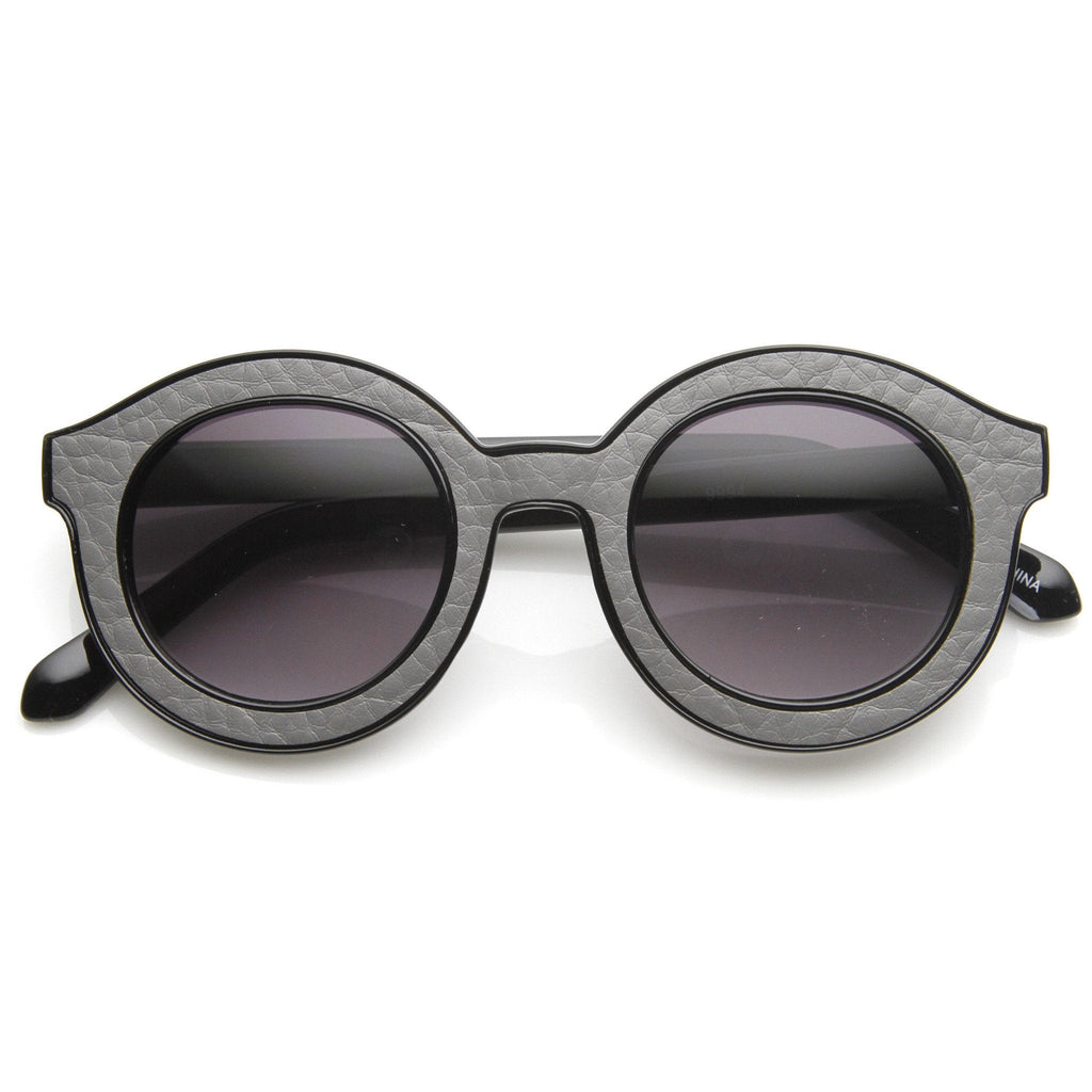 Indie Block Cut Pattern Round Women's Sunglasses
