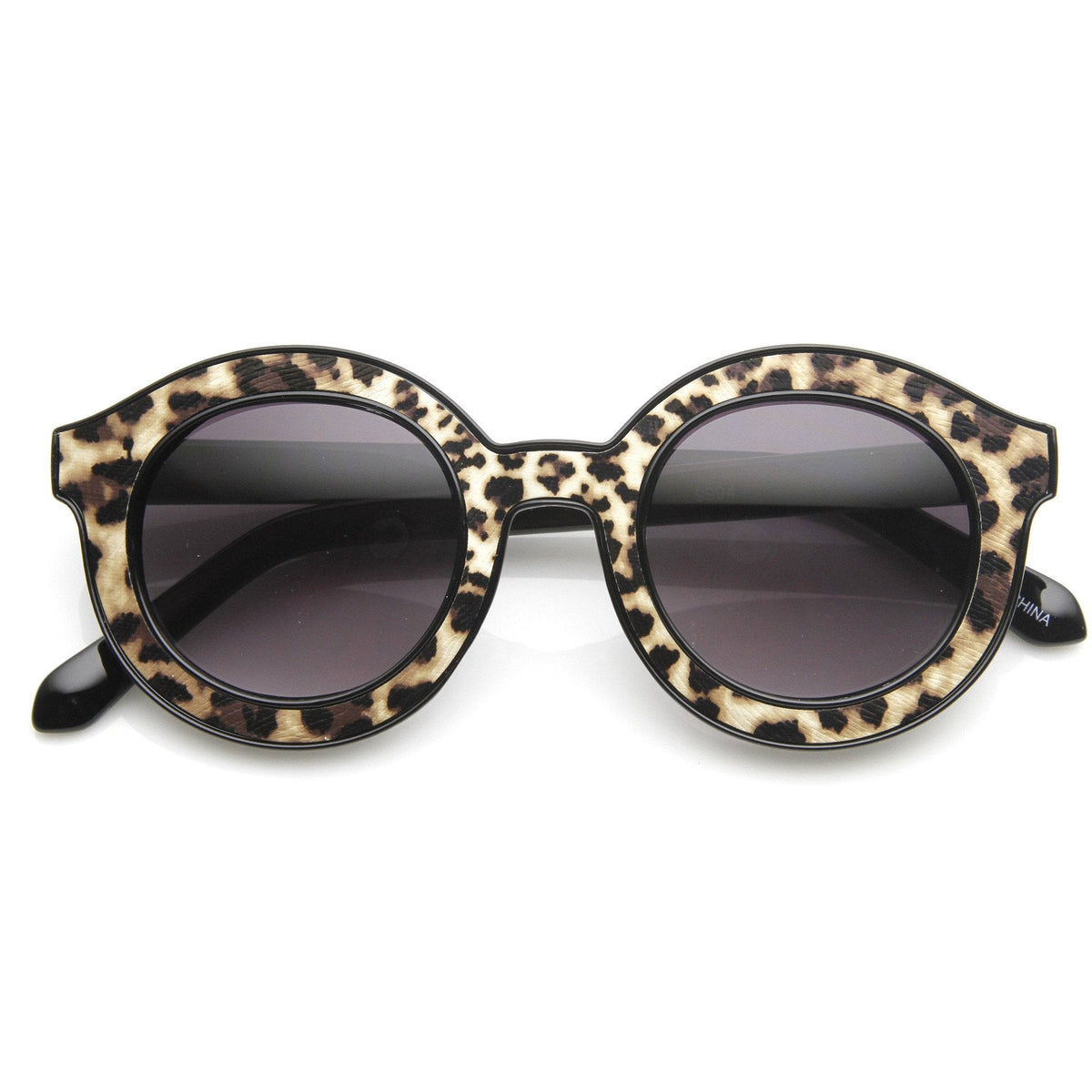 Indie Block Cut Pattern Round Women's Sunglasses