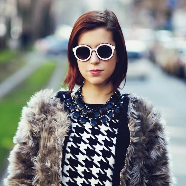 Indie Block Cut Pattern Round Women's Sunglasses