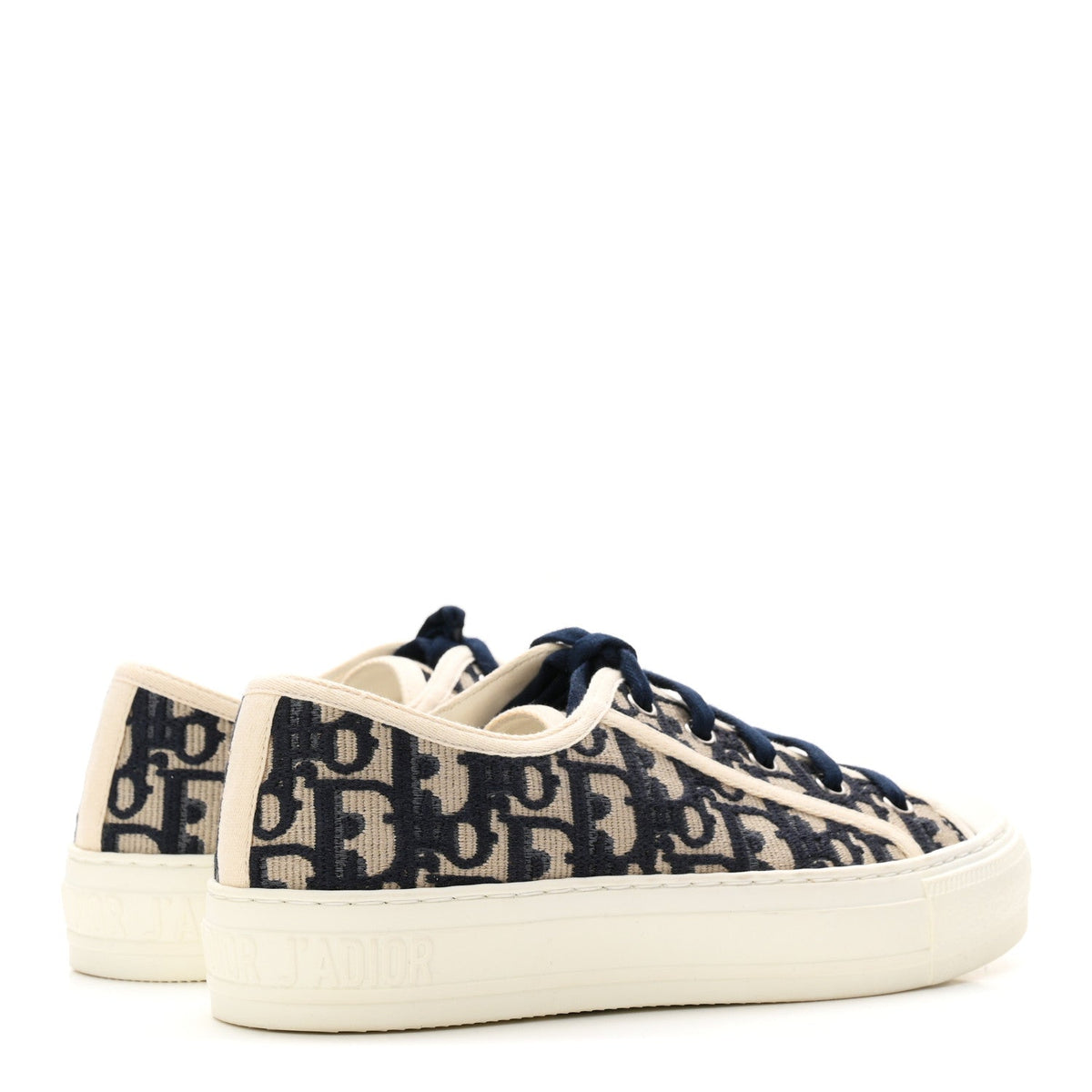 Canvas Oblique Walk'N'Dior Low Top Platform Sneakers 36.5 Deep Blue