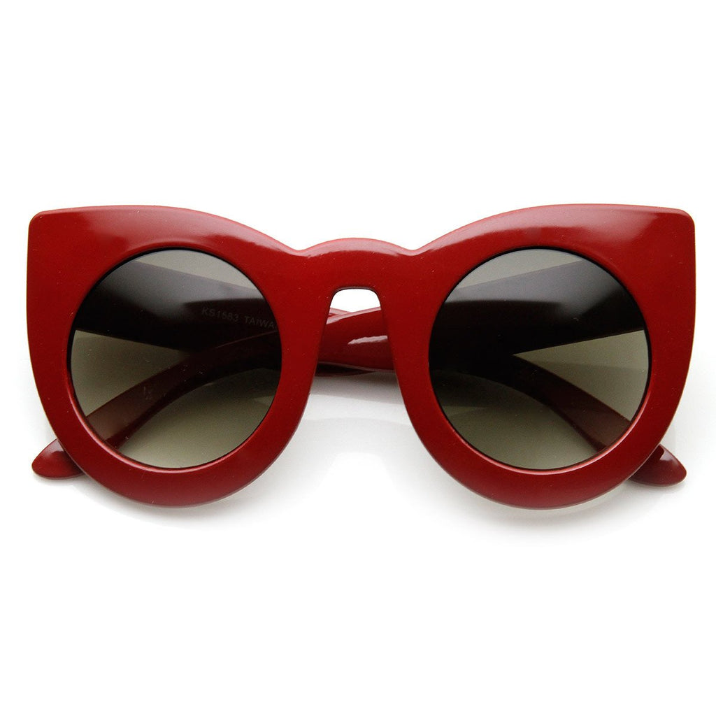 Designer Oversize Round Circle Pointed Cat Eye Sunglasses