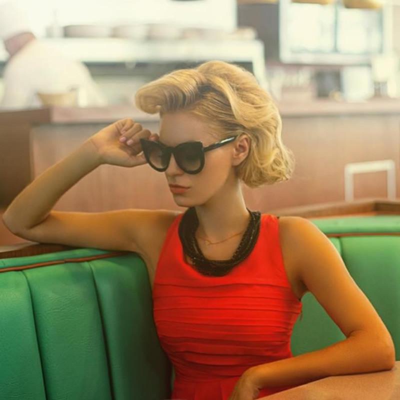 Designer Oversize Round Circle Pointed Cat Eye Sunglasses