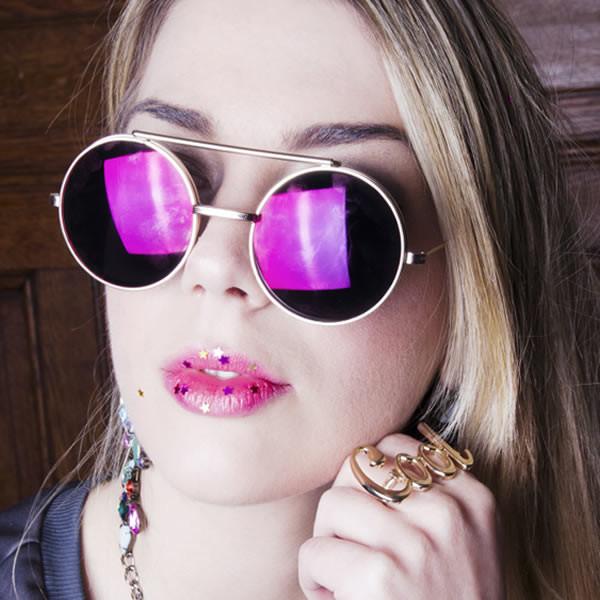 Retro Round Steampunk Mirrored Lens Flip Up Sunglasses