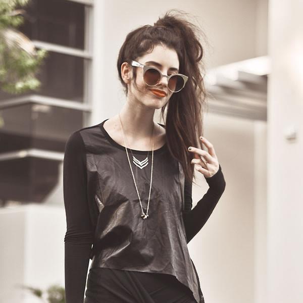 Trendy Full Metal Half Frame Cat Eye Round Sunglasses