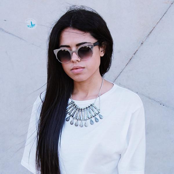 Trendy Full Metal Half Frame Cat Eye Round Sunglasses