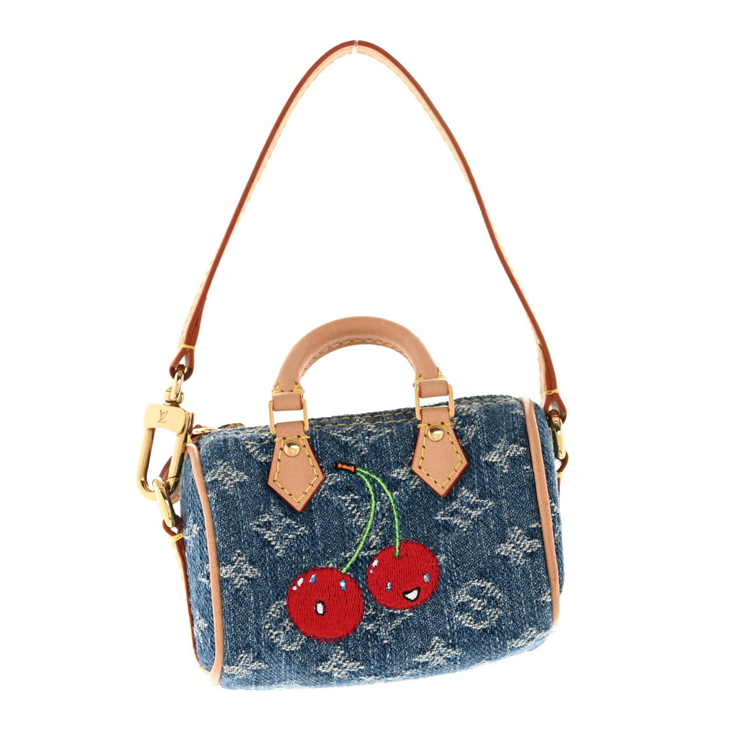 LV X TM Monogram Denim Cerises Micro Speedy Bag Charm Blue