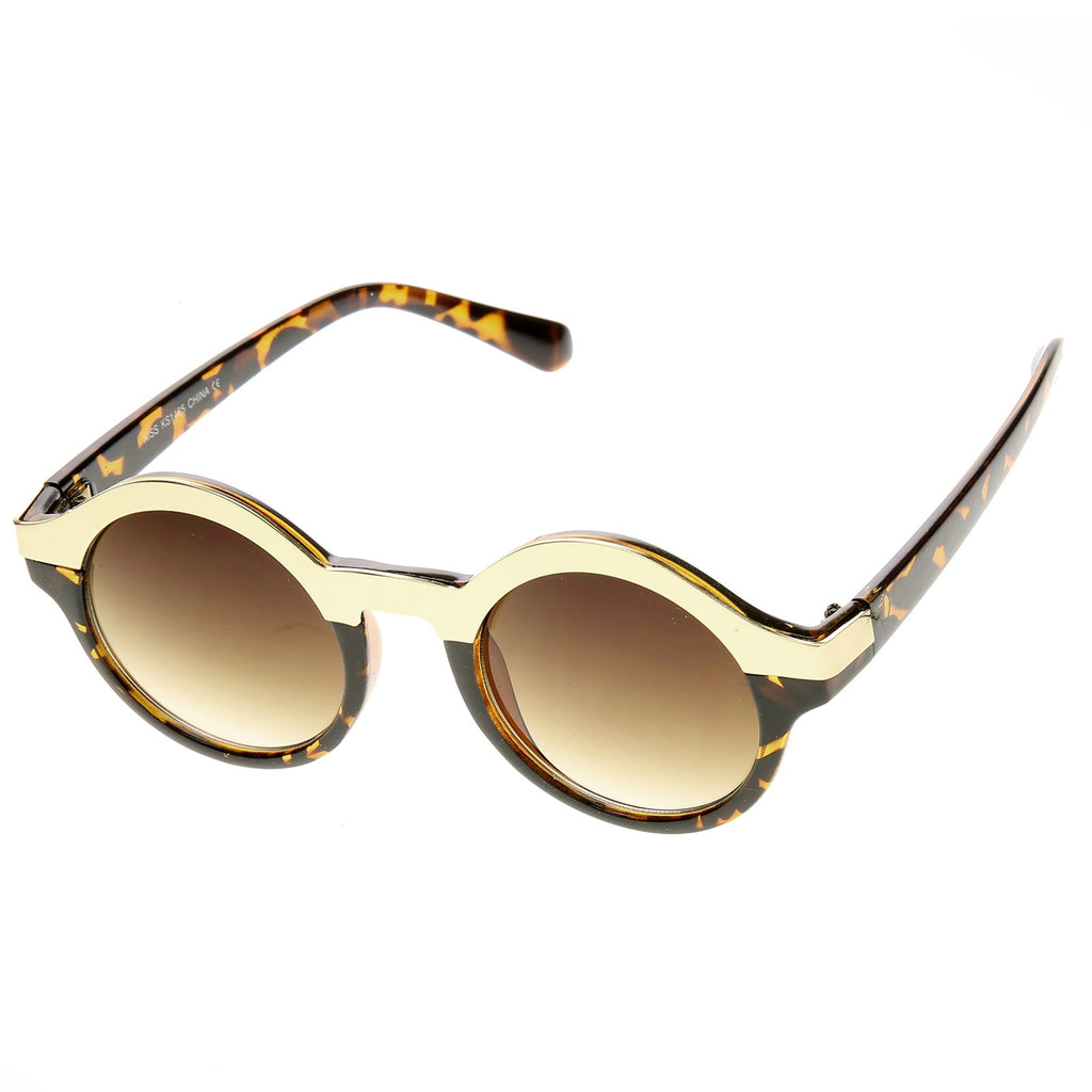 Women's Designer Two Tone Round Sunglasses 8606