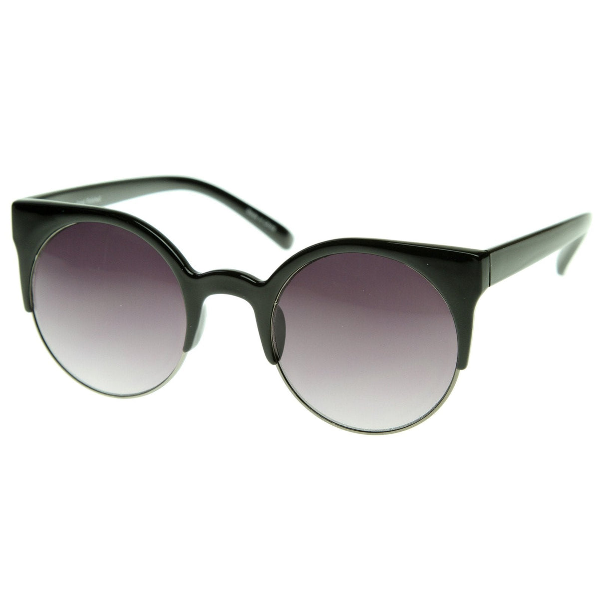 Super Round Half Frame Cat Eye Indie Sunglasses