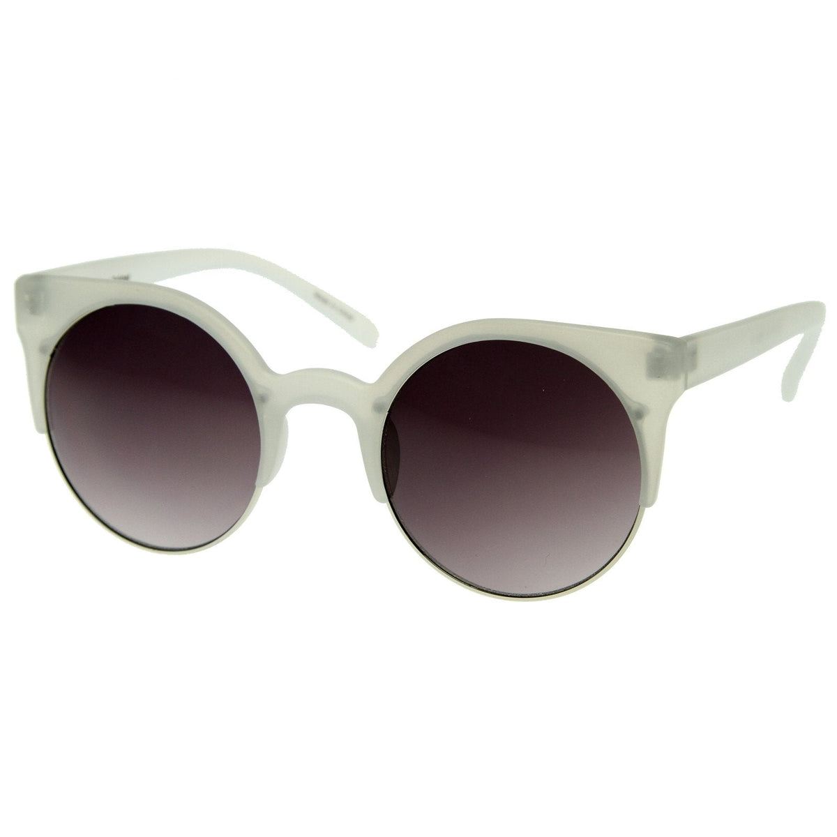 Super Round Half Frame Cat Eye Indie Sunglasses
