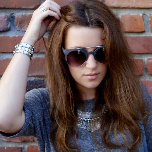Retro Circle Cat Eye Super Half Frame Flat Bar Sunglasses
