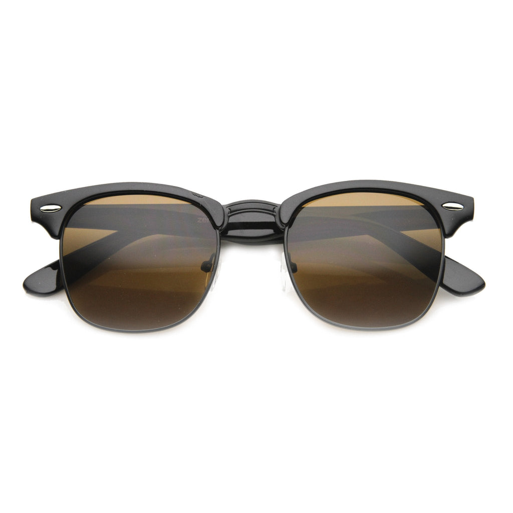 Indie Half Frame Horned Rim Vintage Inspired Sunglasses