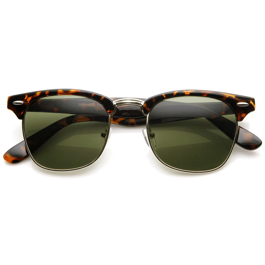 Indie Half Frame Horned Rim Vintage Inspired Sunglasses