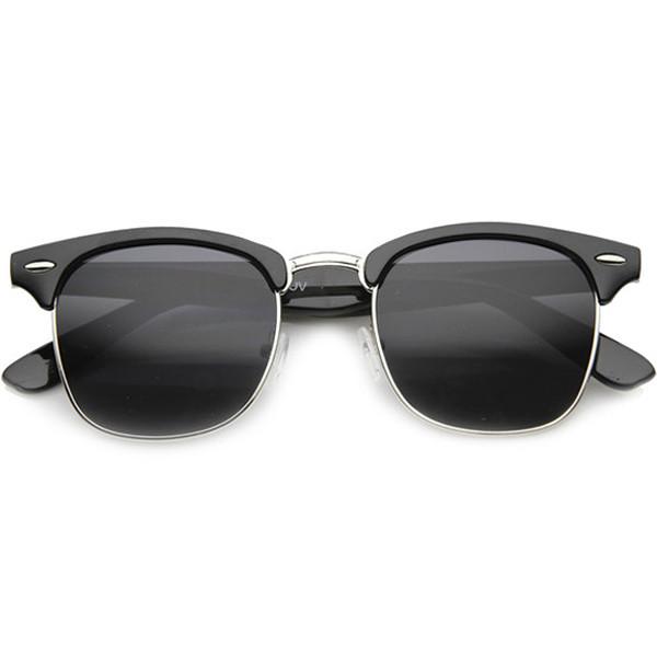 Indie Half Frame Horned Rim Vintage Inspired Sunglasses