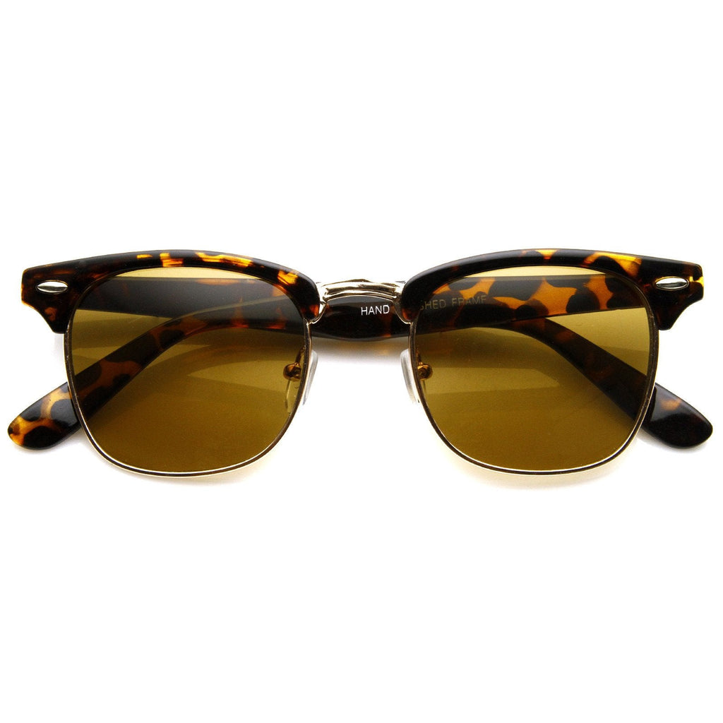 Indie Half Frame Horned Rim Vintage Inspired Sunglasses