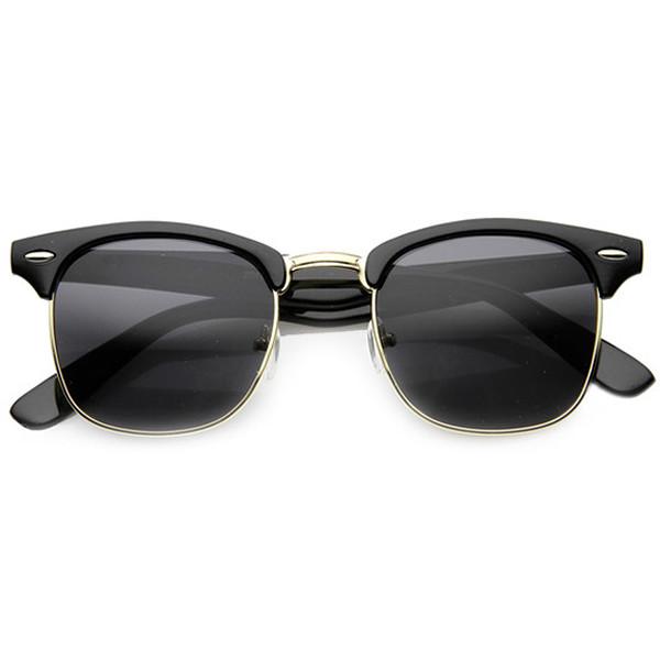 Indie Half Frame Horned Rim Vintage Inspired Sunglasses