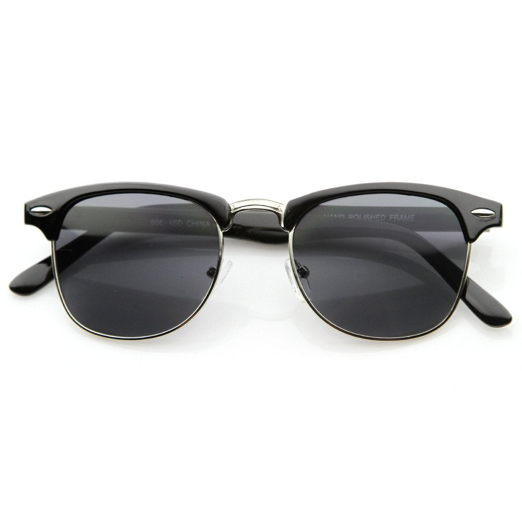 Indie Half Frame Horned Rim Vintage Inspired Sunglasses