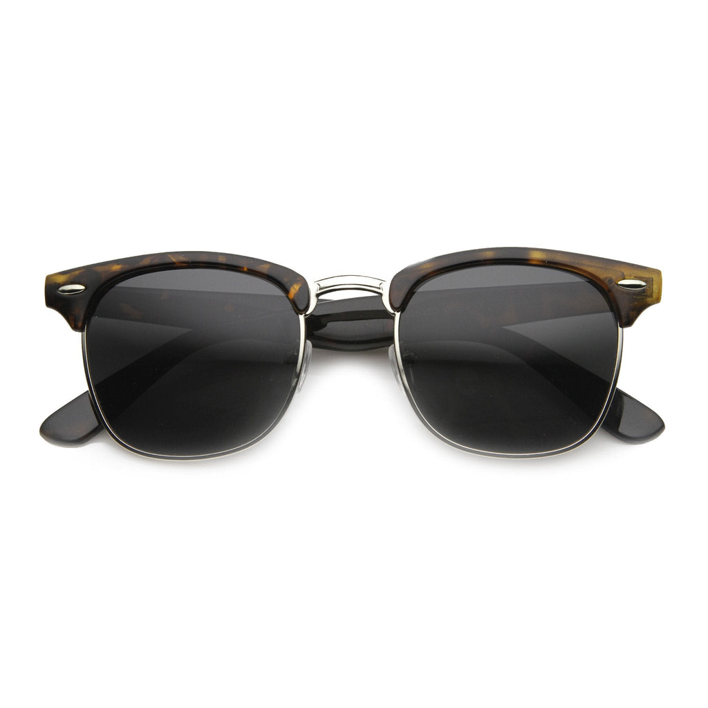 Indie Half Frame Horned Rim Vintage Inspired Sunglasses