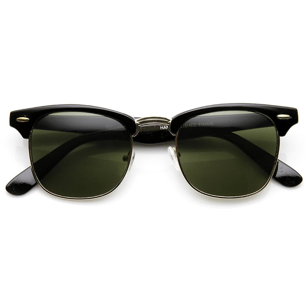 Indie Half Frame Horned Rim Vintage Inspired Sunglasses