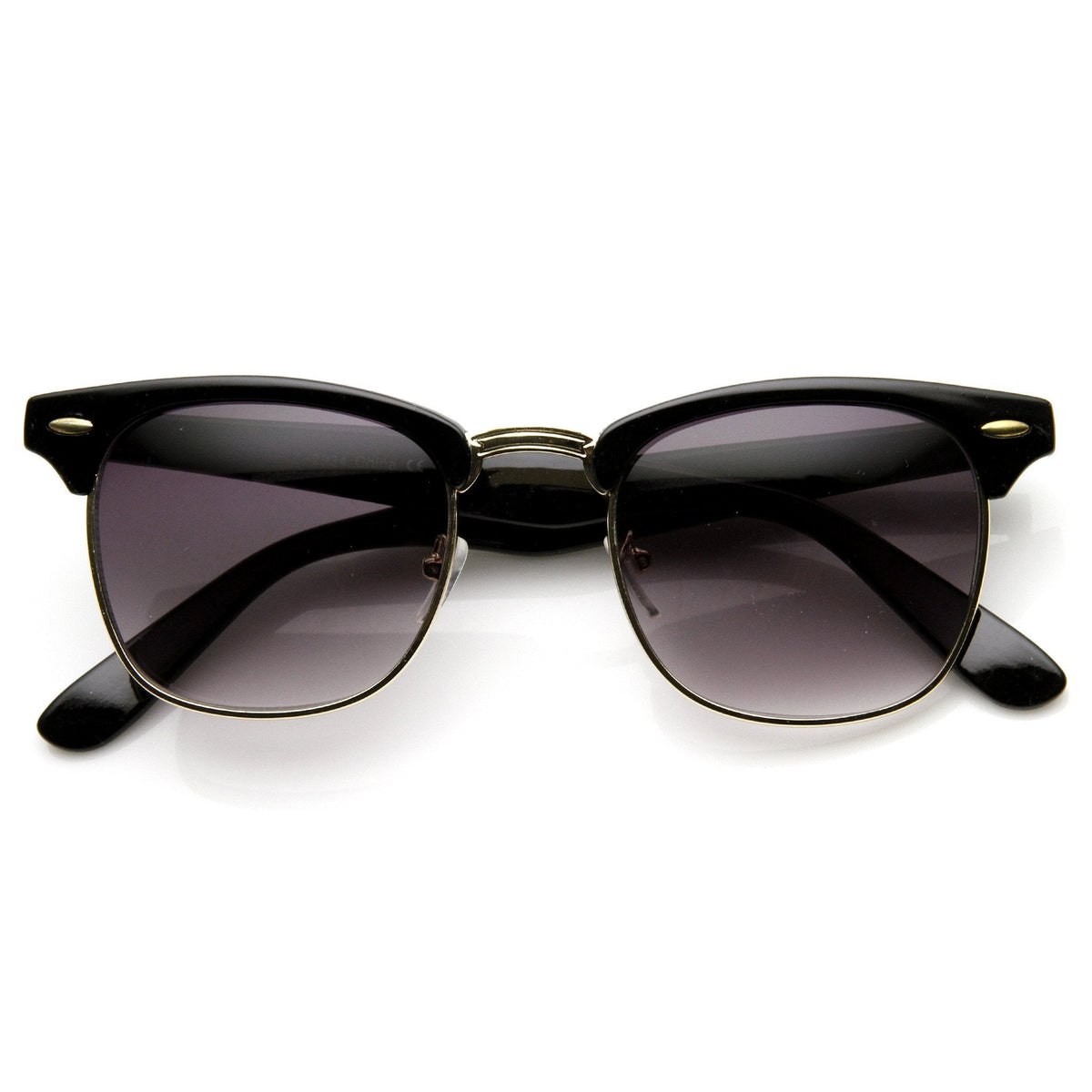 Indie Half Frame Horned Rim Vintage Inspired Sunglasses