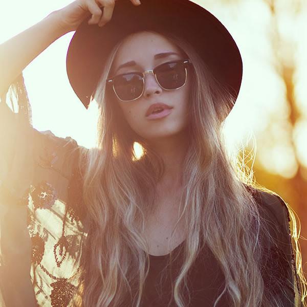 Indie Half Frame Horned Rim Vintage Inspired Sunglasses