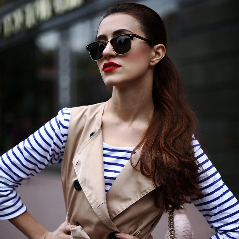 Indie Half Frame Horned Rim Vintage Inspired Sunglasses