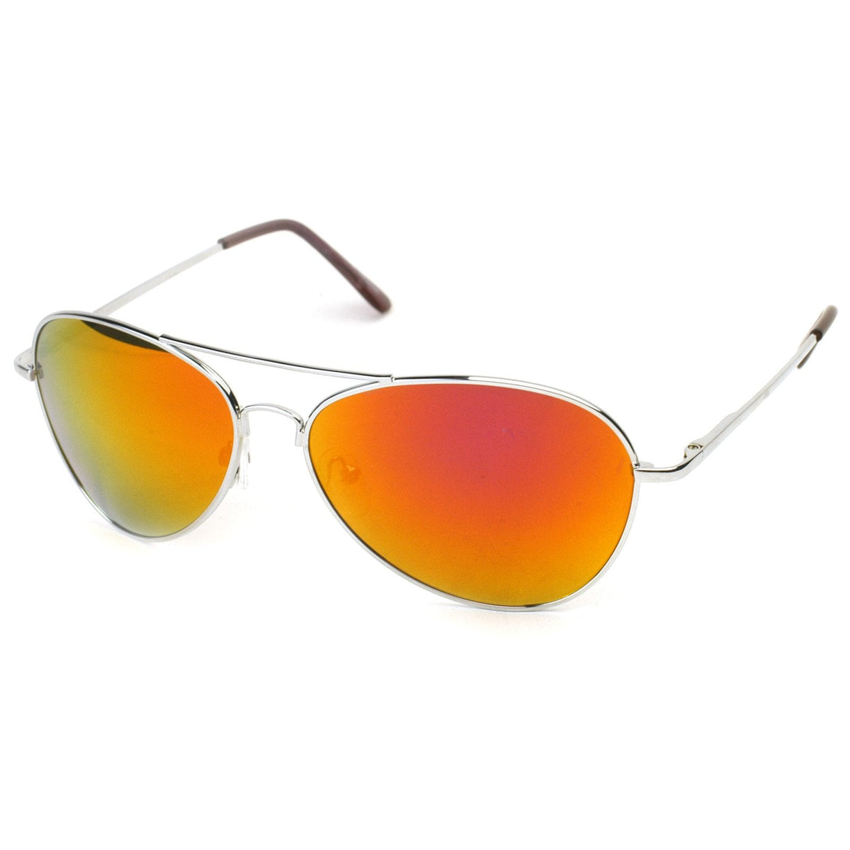 Retro Flash Mirrored Lens Metal Aviator Sunglasses