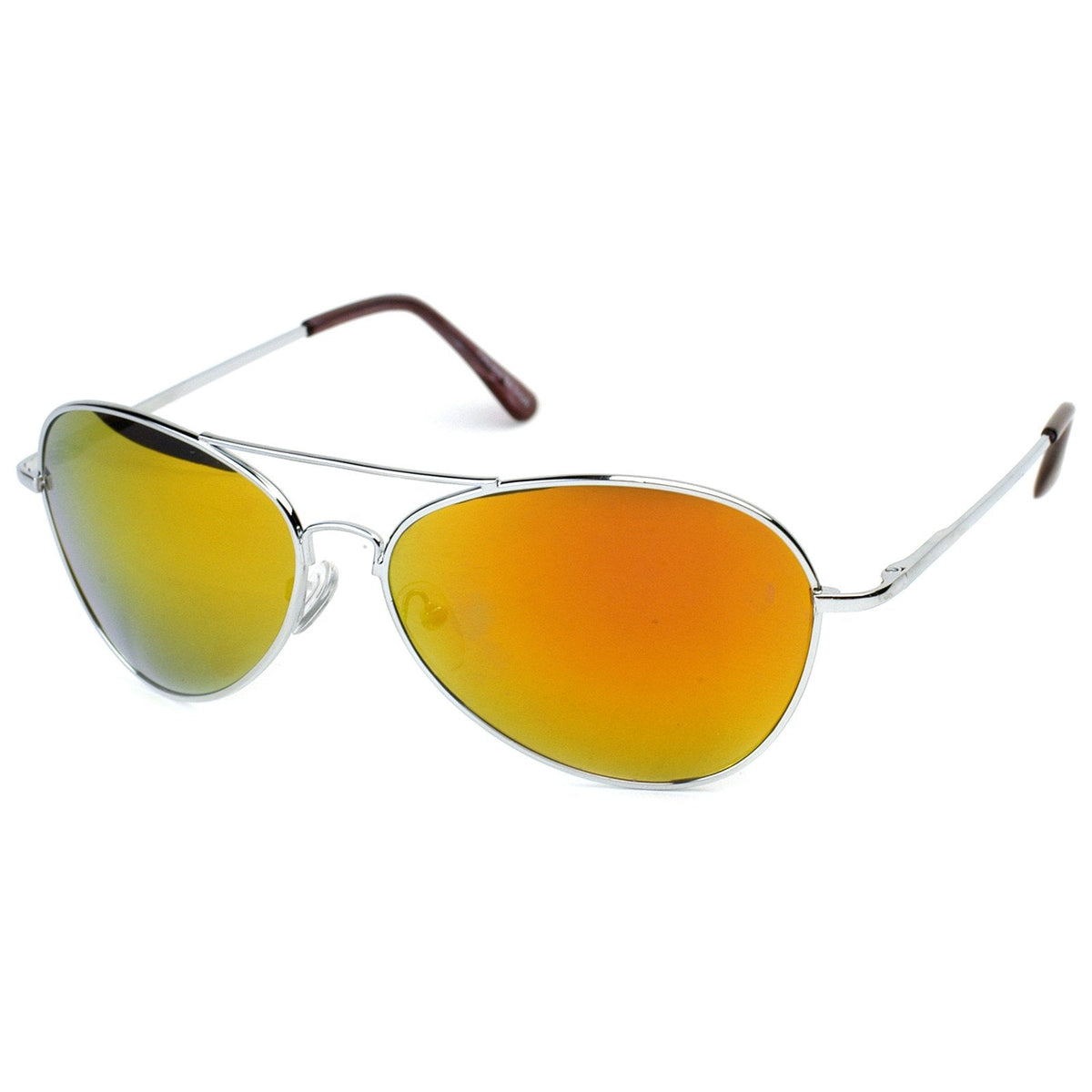 Retro Flash Mirrored Lens Metal Aviator Sunglasses