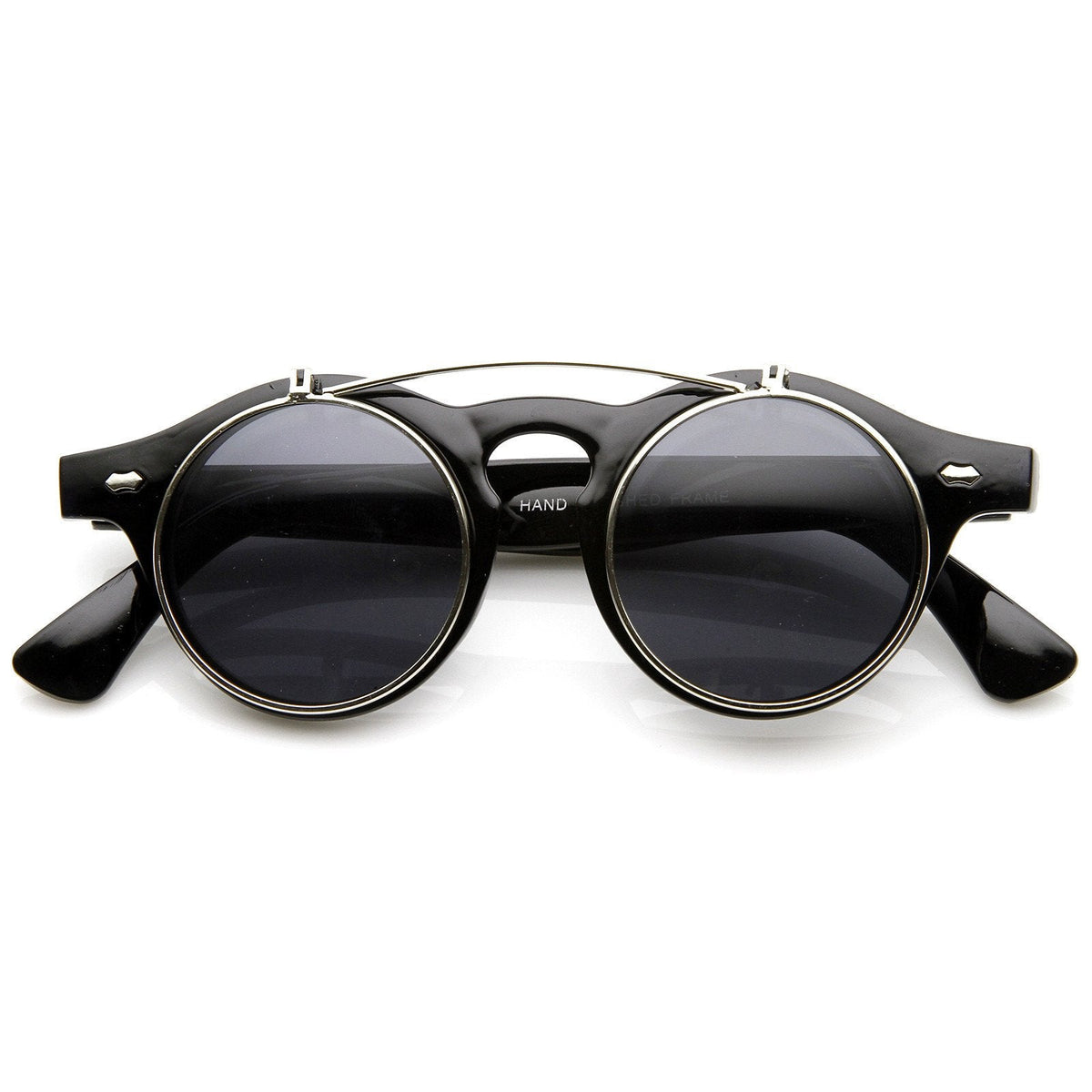 Vintage Retro Steampunk Round Flip Up Clear Lens Glasses