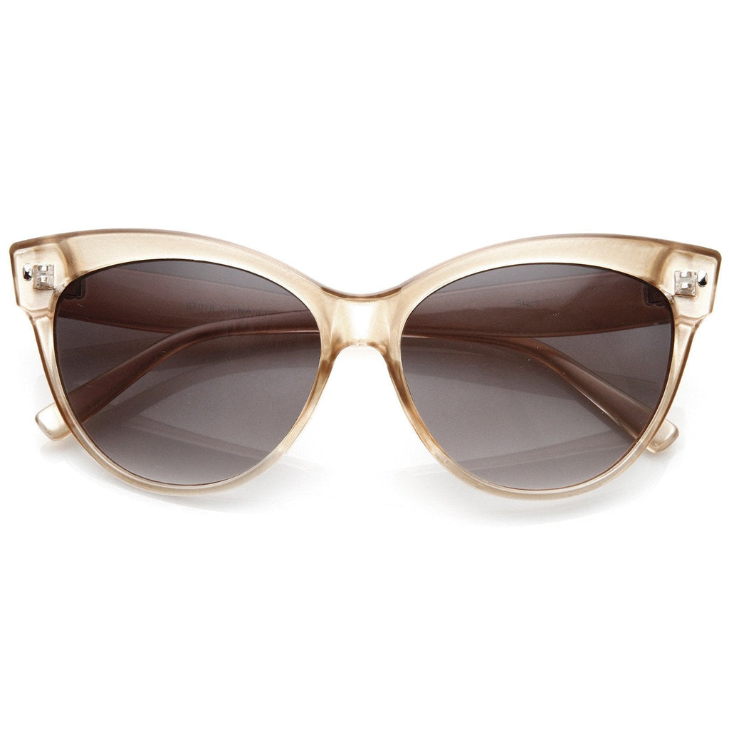 High Pointed Tip Inset Frame Oversize Cat Eye Sunglasses