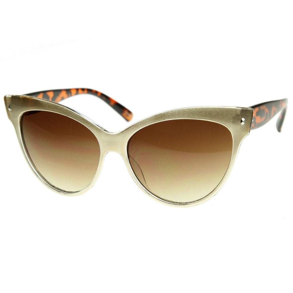 High Pointed Tip Inset Frame Oversize Cat Eye Sunglasses