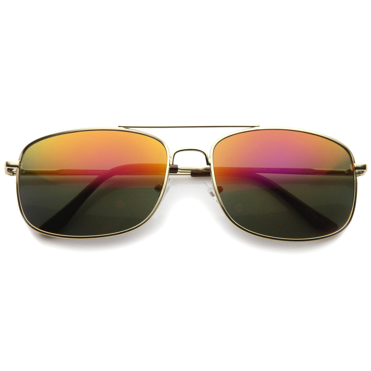 Men's Sports Square Gold Metal Mirrored Lens Aviator Sunglasses A026
