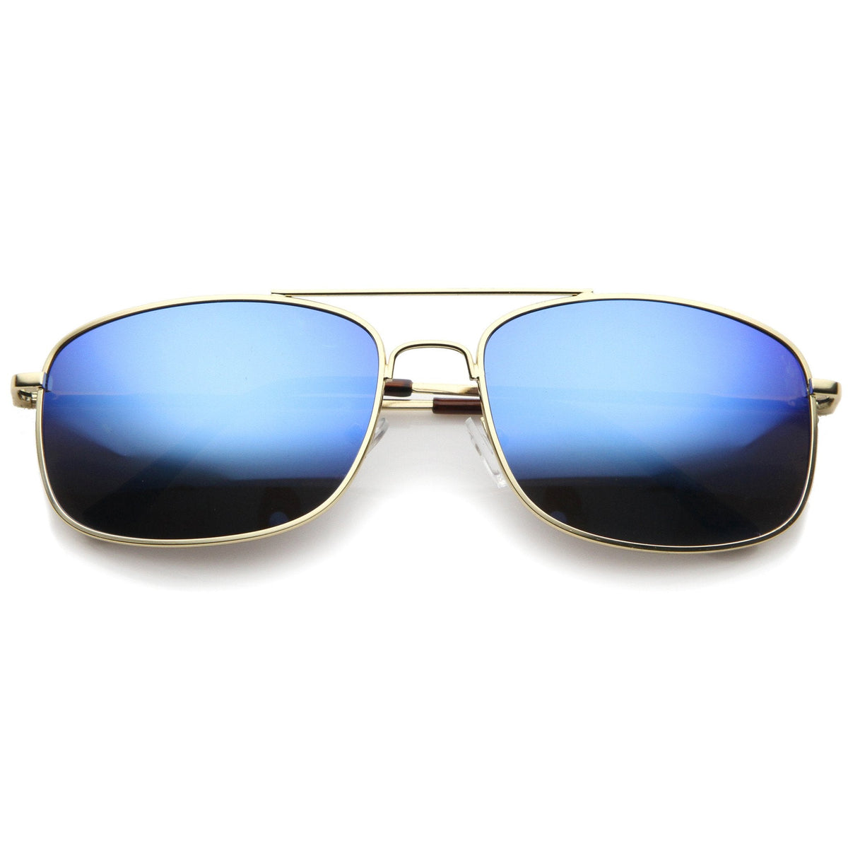 Men's Sports Square Gold Metal Mirrored Lens Aviator Sunglasses A026