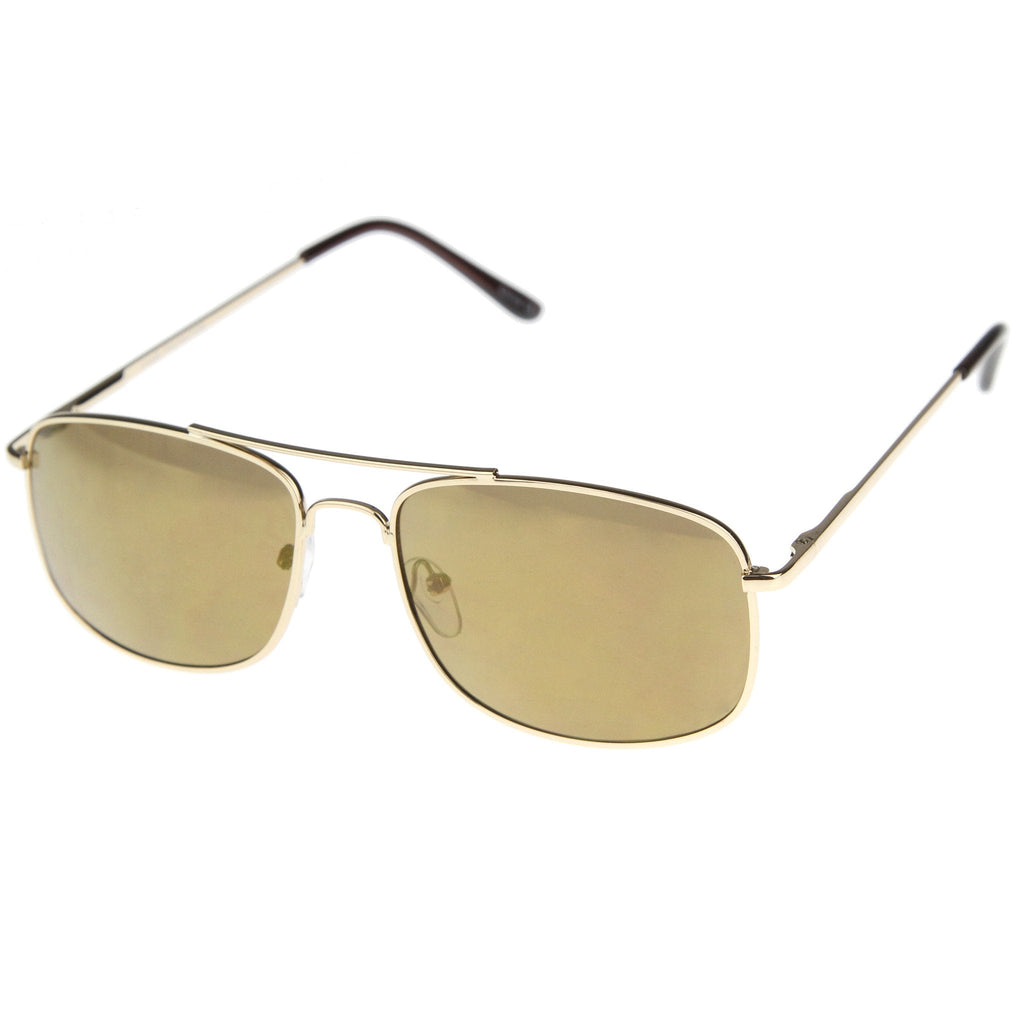 Men's Sports Square Gold Metal Mirrored Lens Aviator Sunglasses A026