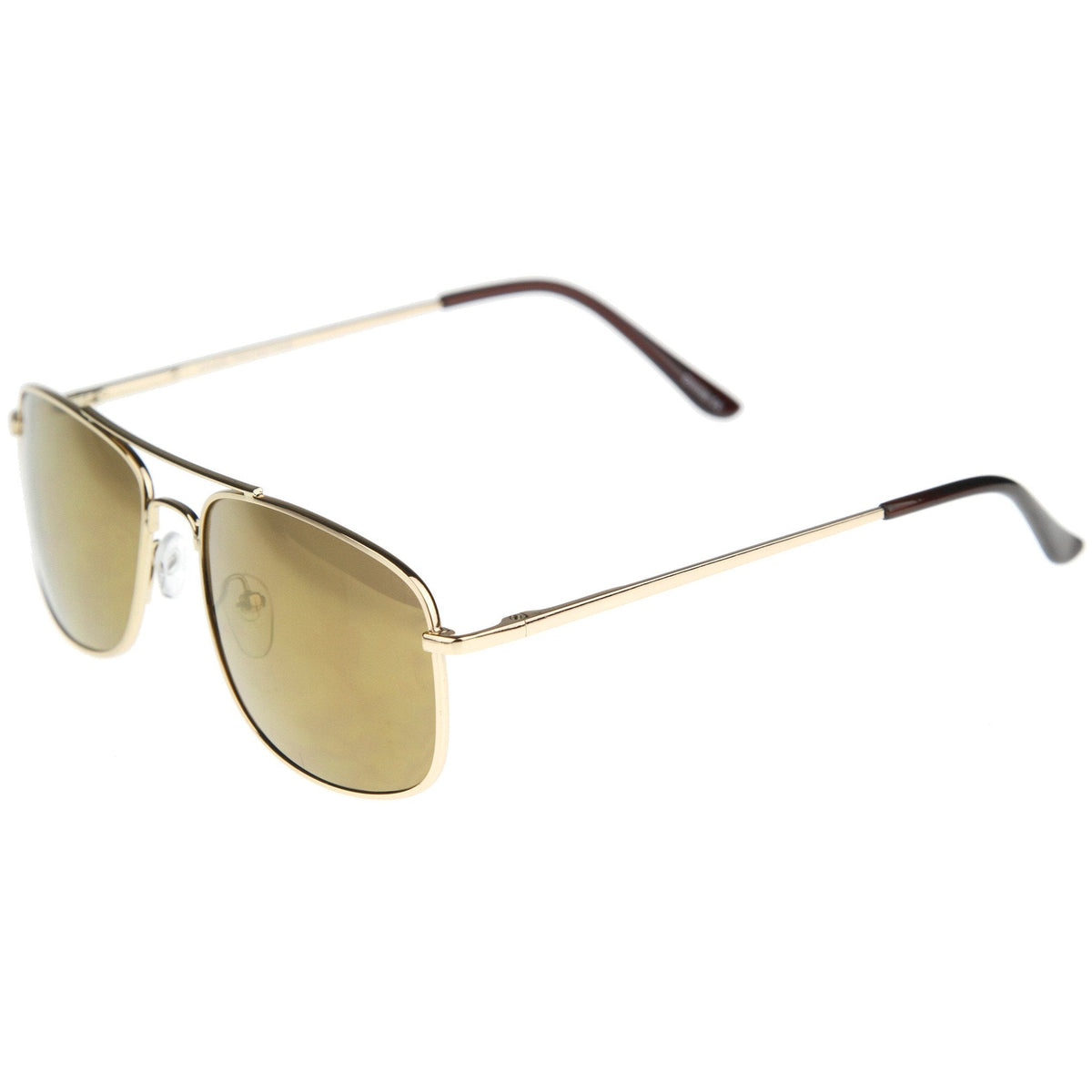Men's Sports Square Gold Metal Mirrored Lens Aviator Sunglasses A026
