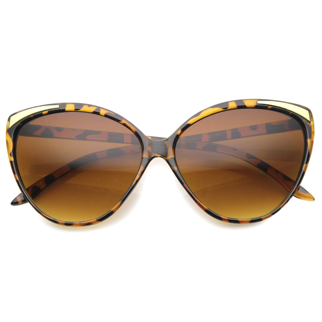 Women's Oversize Detailed Cat Eye Gradient Lens Sunglasses A011