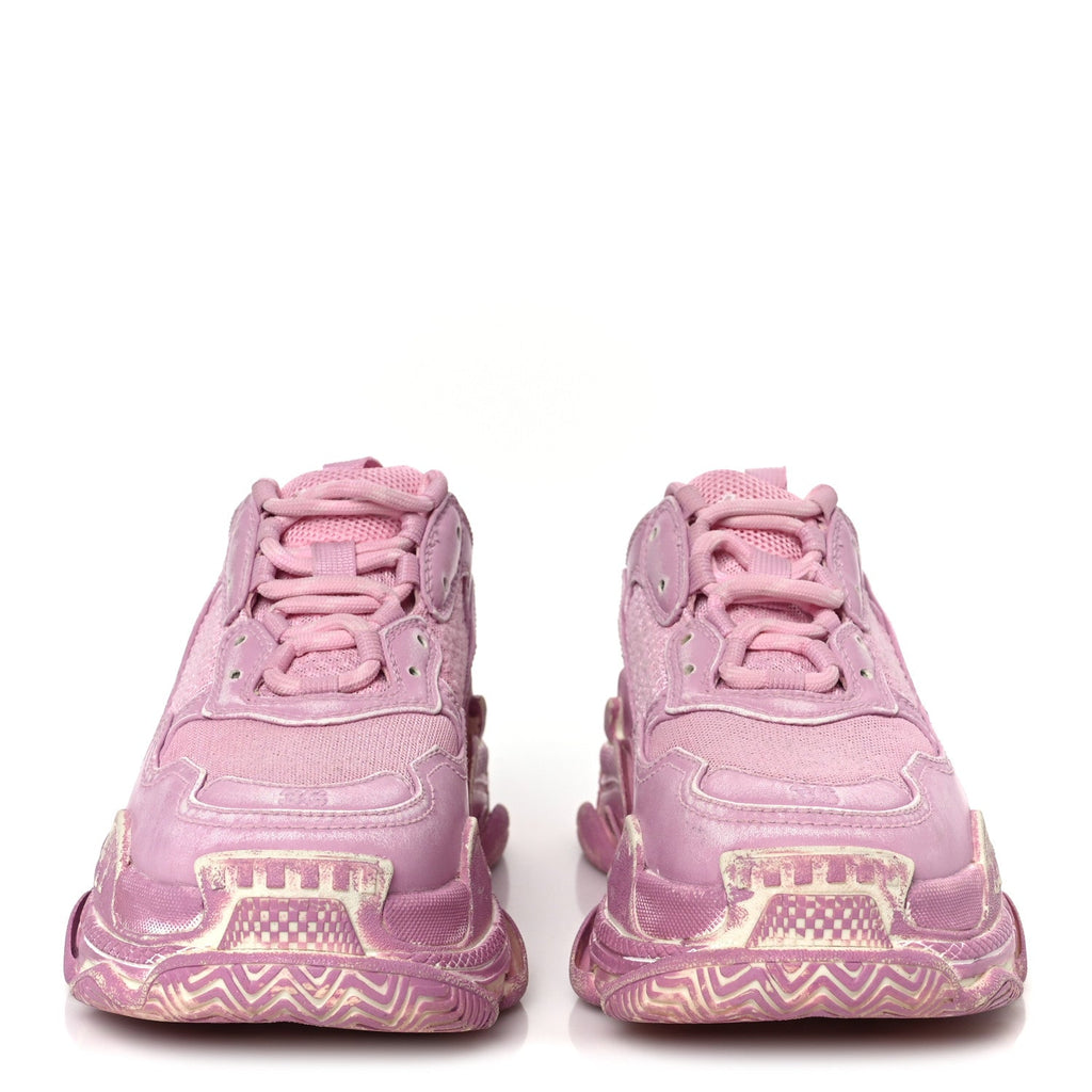 Fabric Mesh Distressed Womens Triple S Sneakers 36 Pink