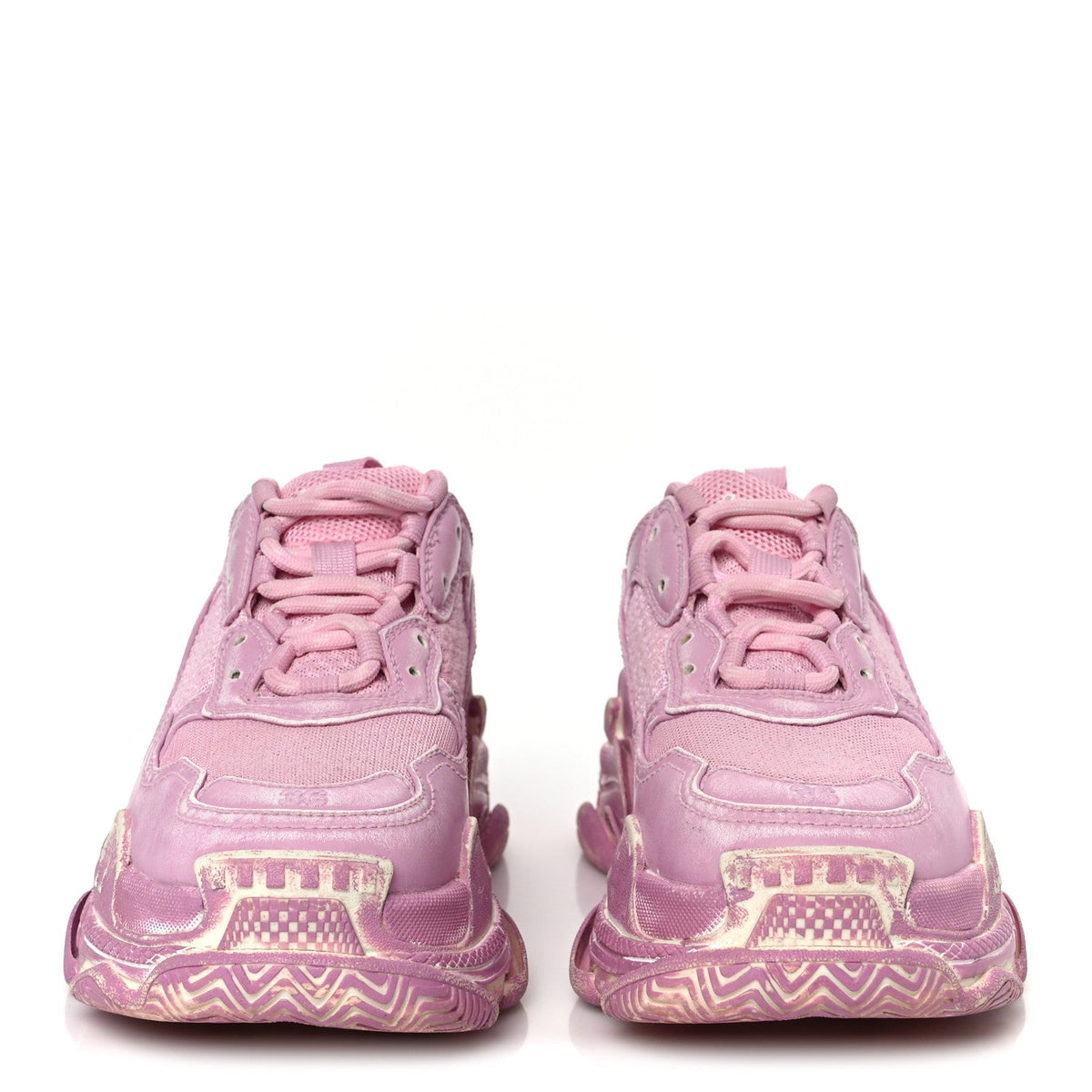 Fabric Mesh Distressed Womens Triple S Sneakers 36 Pink