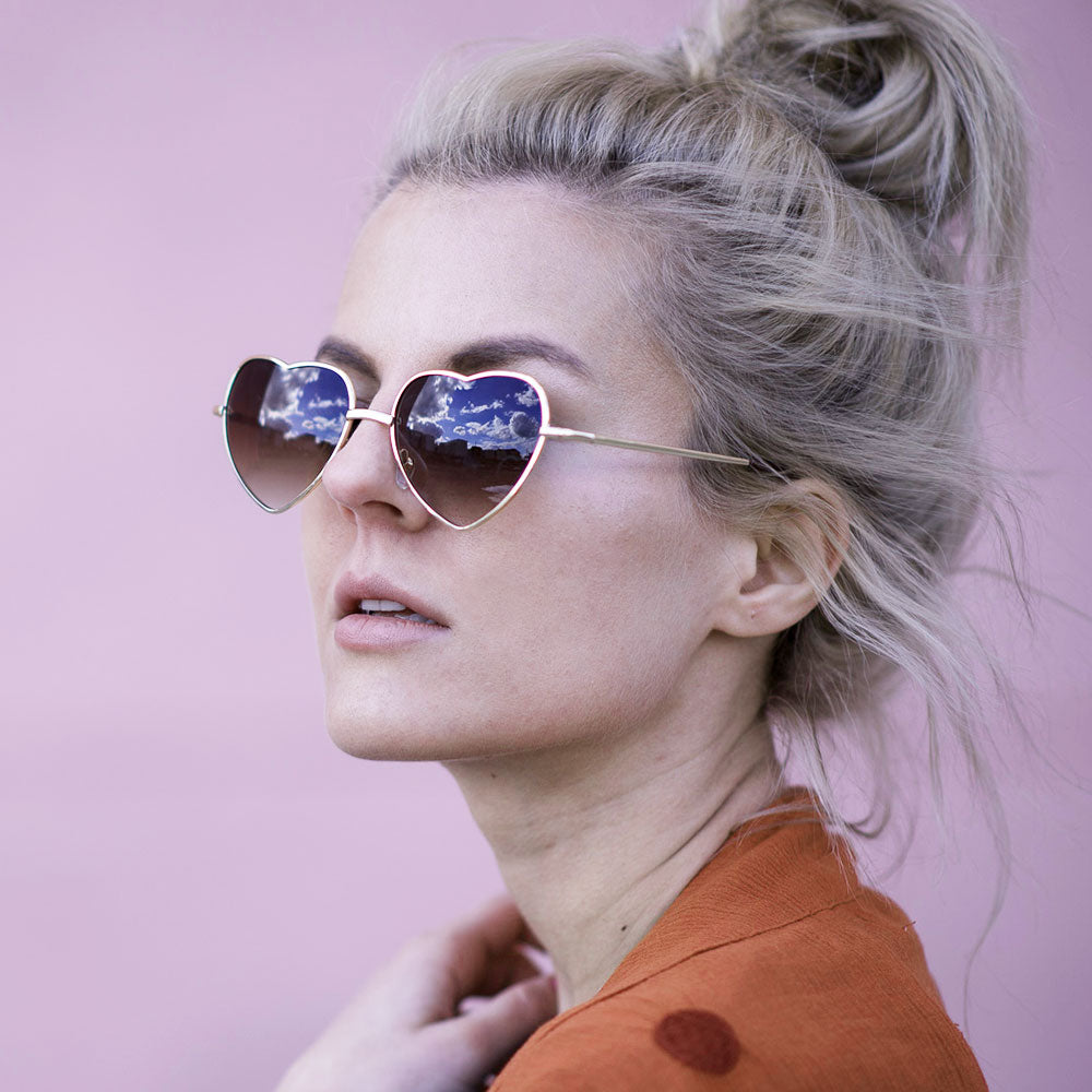 Womens Cute Metal Heart Shape Fashion Sunglasses 8796