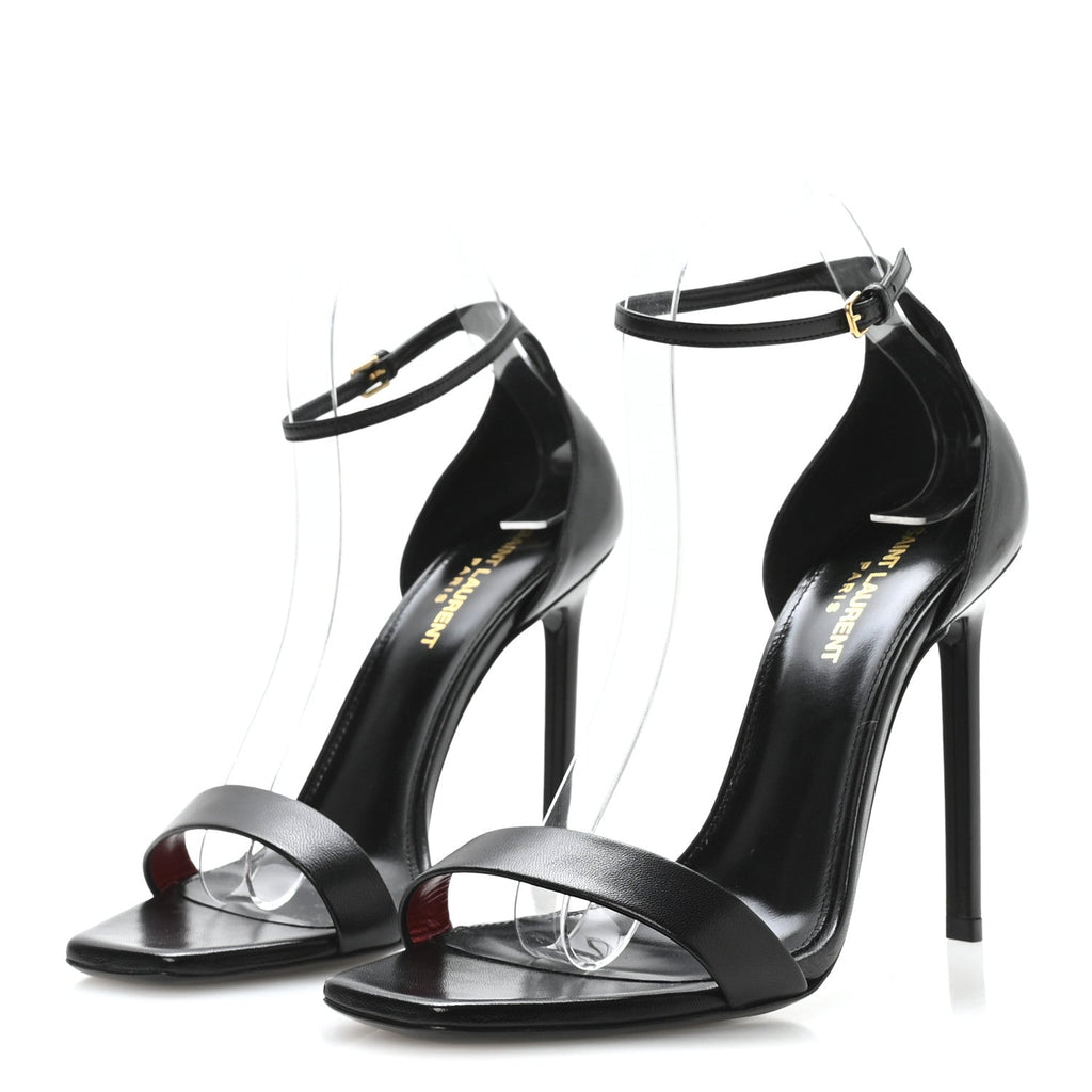 Calfskin Tripon Amber 105 Ankle Strap Sandals 39 Black