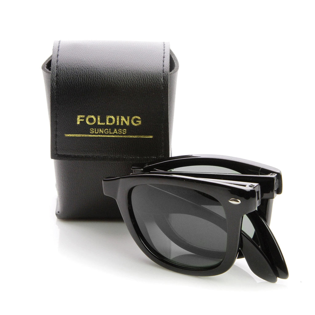 Limited Edition Folding Pocket Horned Rim Sunglasses + Case 8788