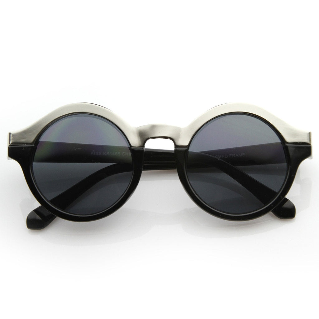 Women's Designer Two Tone Round Sunglasses