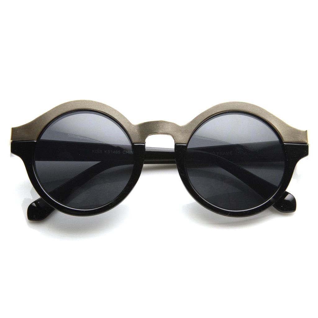 Women's Designer Two Tone Round Sunglasses