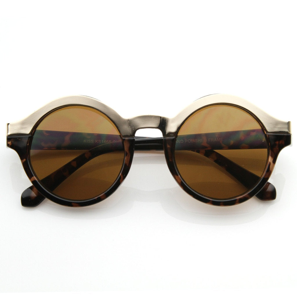 Women's Designer Two Tone Round Sunglasses