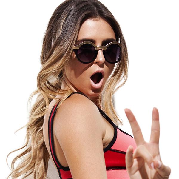 Women's Designer Two Tone Round Sunglasses