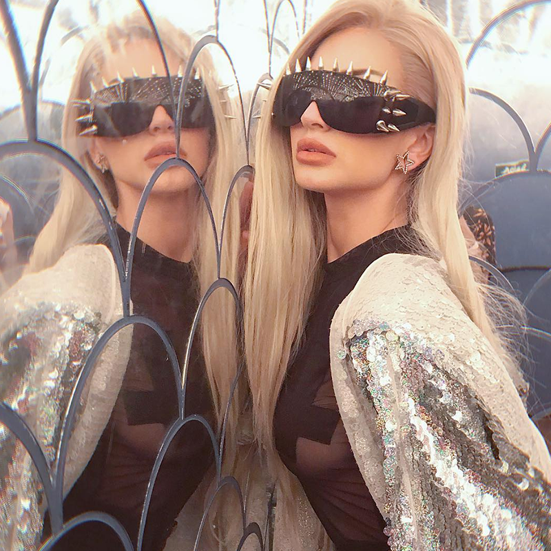 Ultra Punk Spiked Fashion Shield Sunglasses 8886