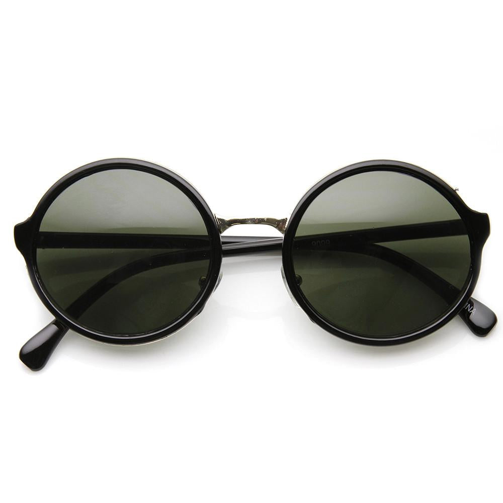 Vintage Steampunk Classic Round Sunglasses Metal Bridge 8407