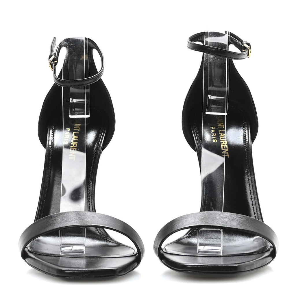 Calfskin Tripon Amber 105 Ankle Strap Sandals 39 Black