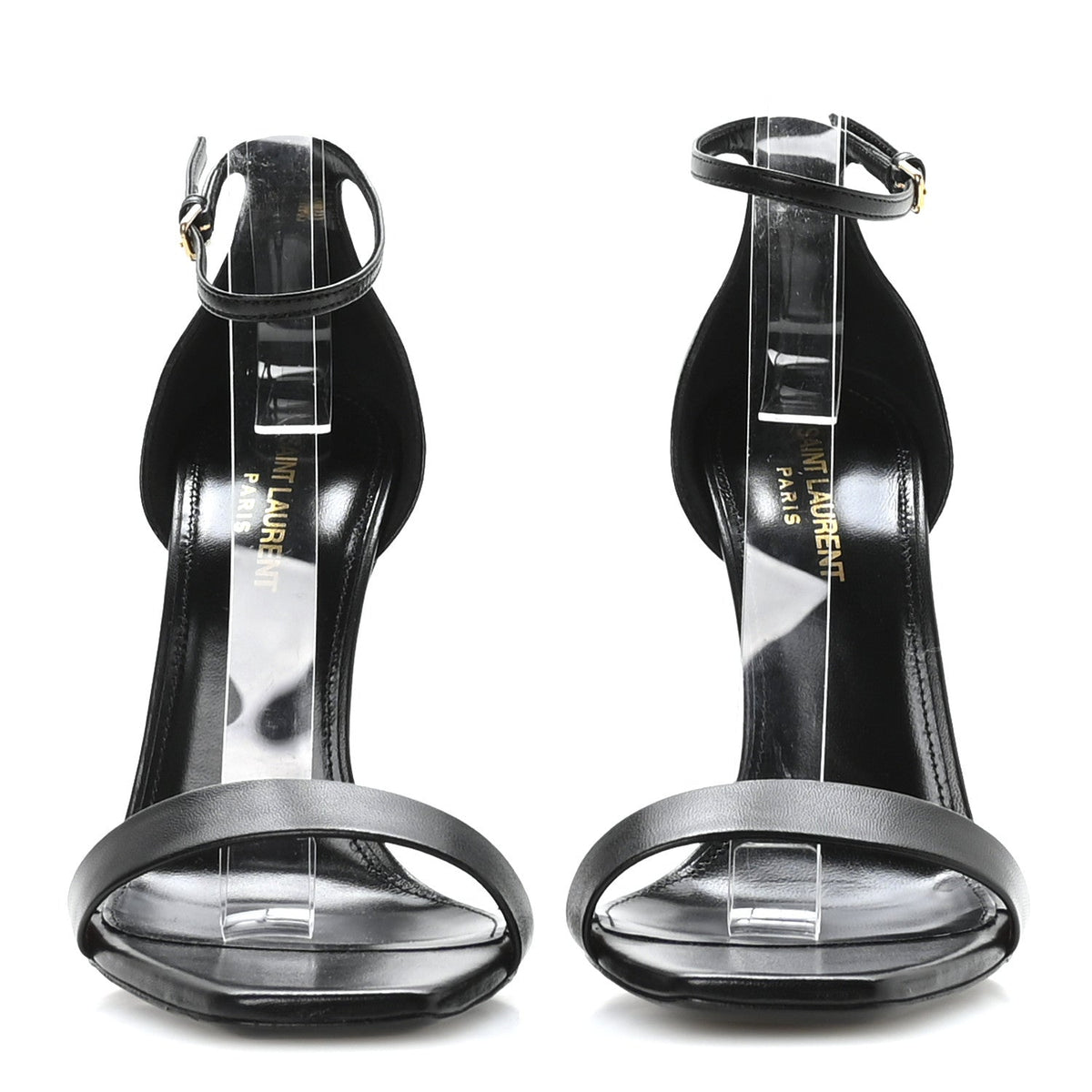 Calfskin Tripon Amber 105 Ankle Strap Sandals 39 Black